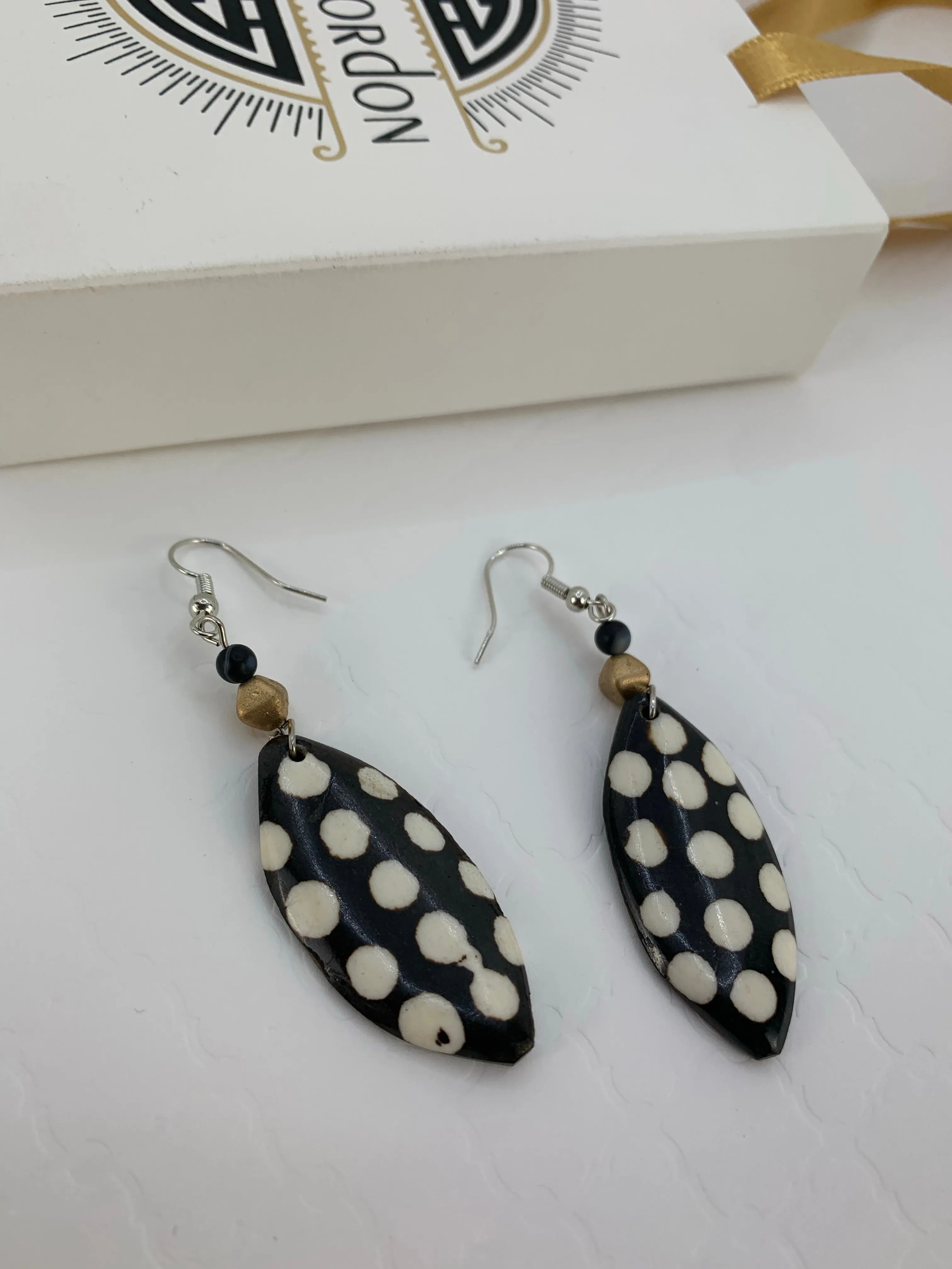 Tribal Shield Yak Bone Earrings