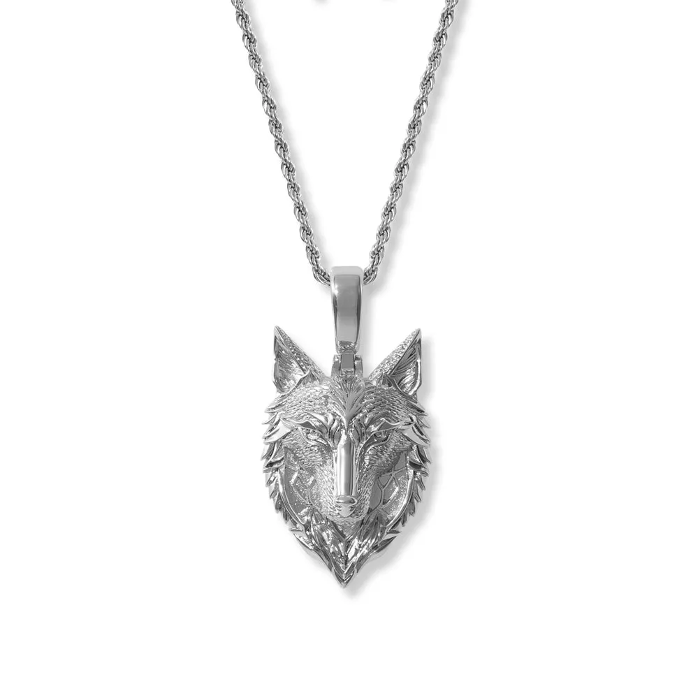 Tribal Wolf Necklace Pendant & Rope Chain