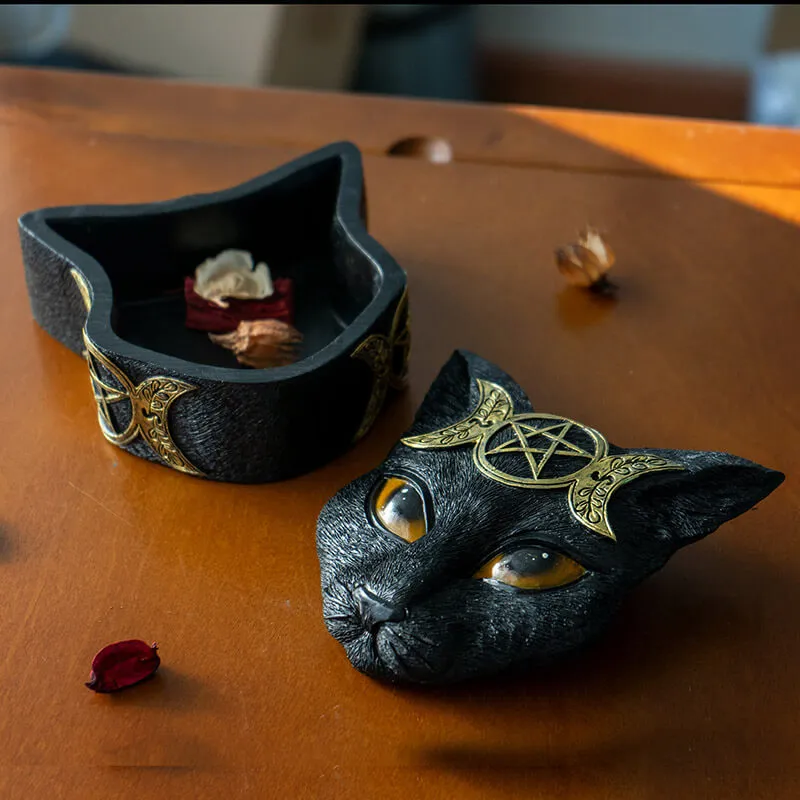 Triple Moon Cat Trinket Box