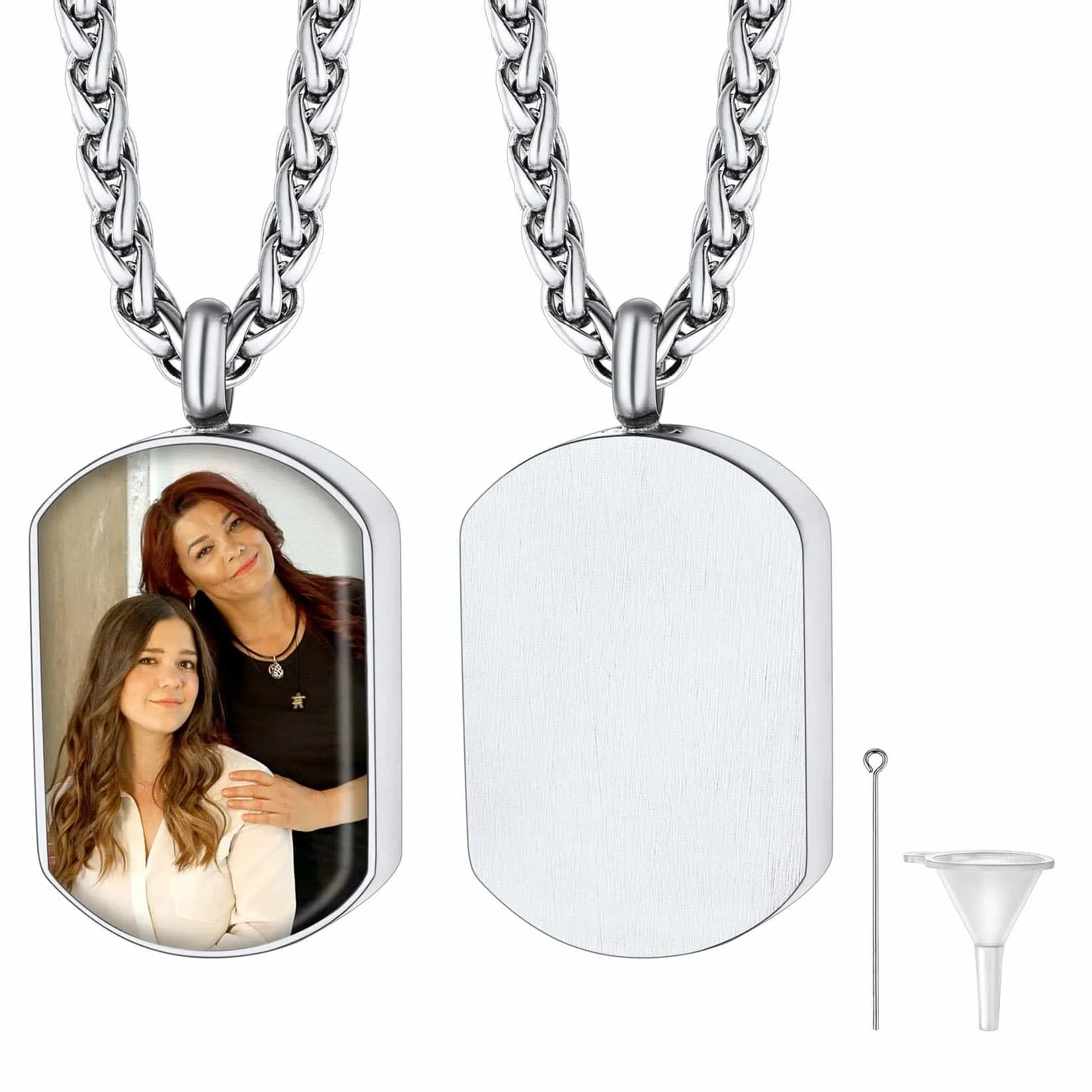 U7 Jewelry Custom Dog Tag Photo Cremation Urn Necklace For Ashes