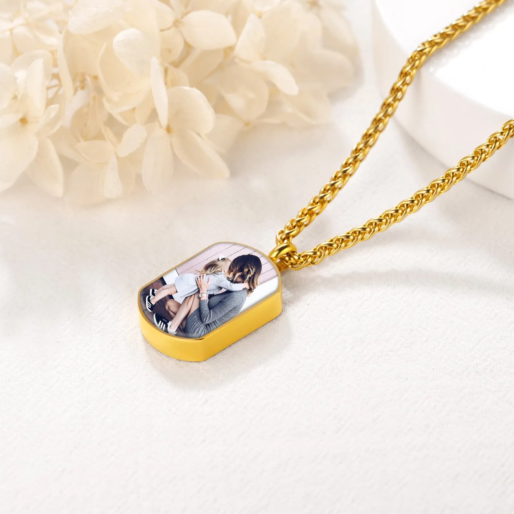 U7 Jewelry Custom Dog Tag Photo Cremation Urn Necklace For Ashes