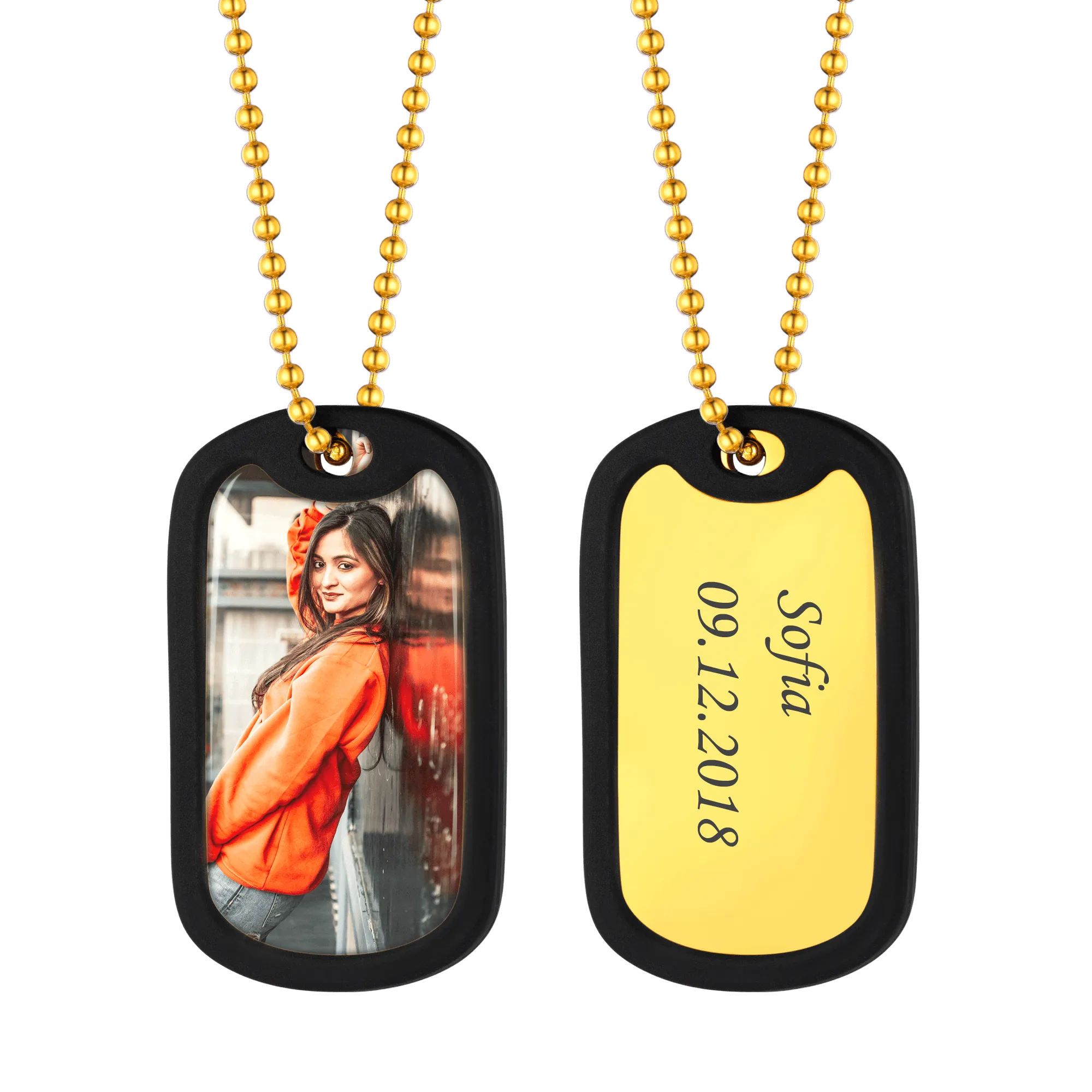 U7 Jewelry Personalized Photo Pendant Necklace With Text Dog tag Keychain