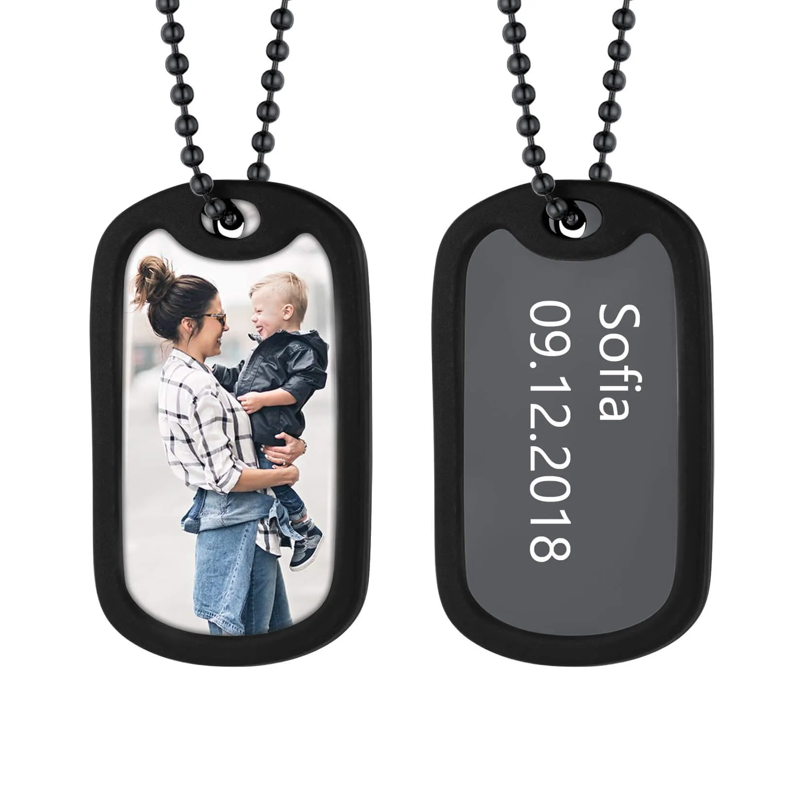 U7 Jewelry Personalized Photo Pendant Necklace With Text Dog tag Keychain