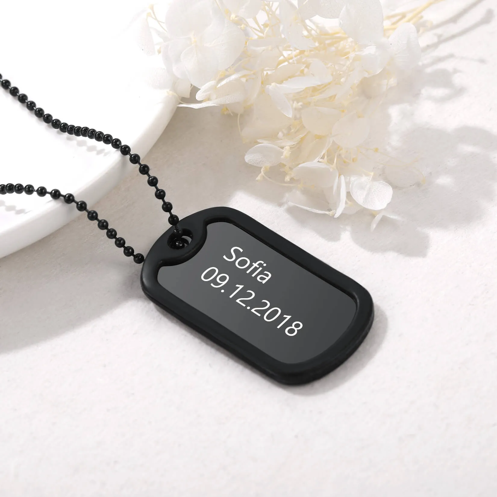 U7 Jewelry Personalized Photo Pendant Necklace With Text Dog tag Keychain