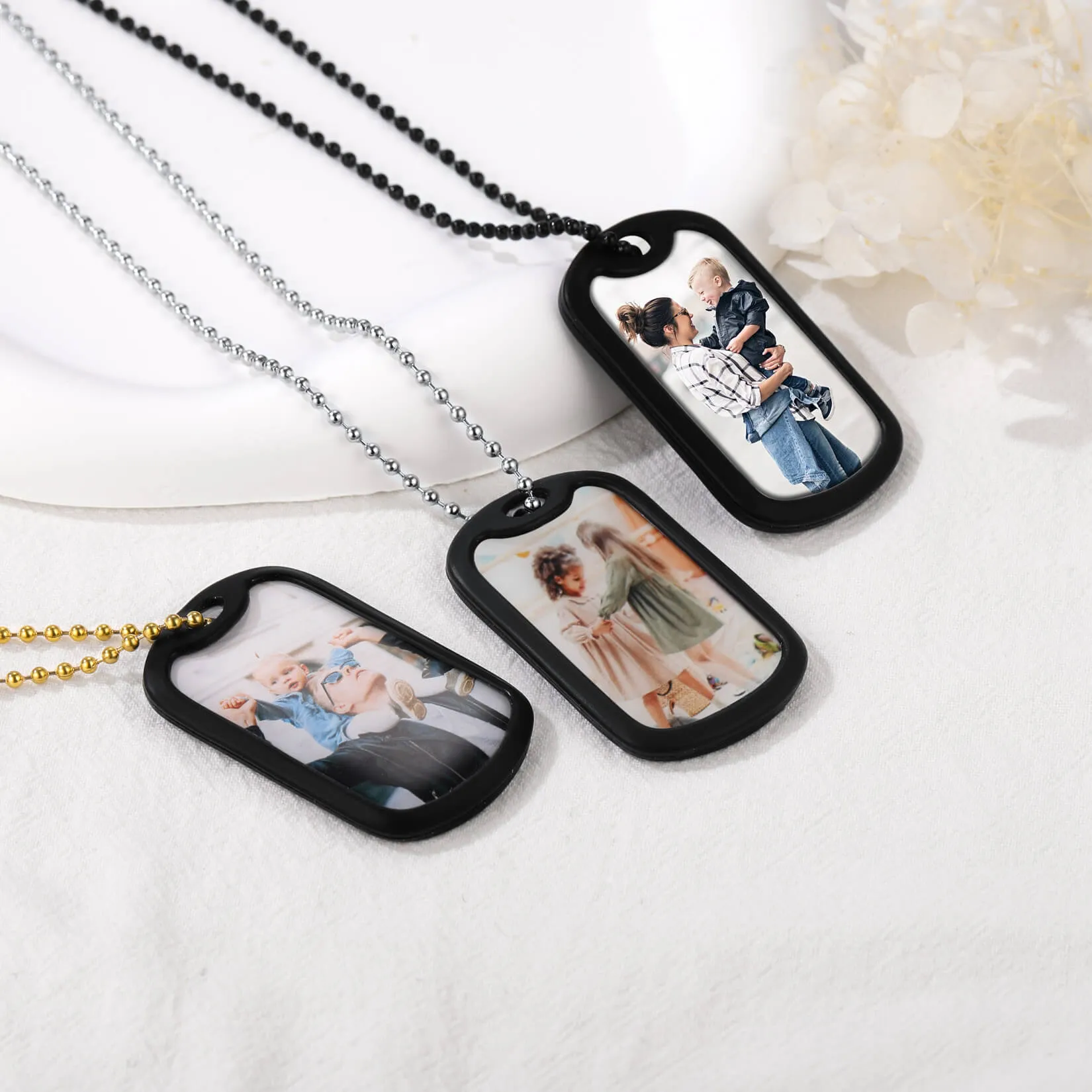 U7 Jewelry Personalized Photo Pendant Necklace With Text Dog tag Keychain