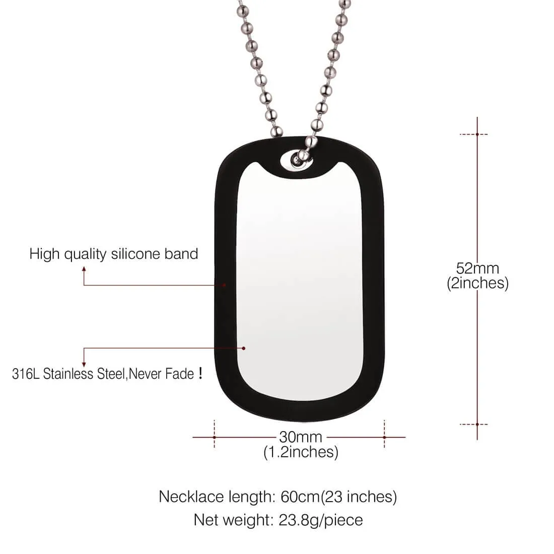 U7 Jewelry Personalized Photo Pendant Necklace With Text Dog tag Keychain