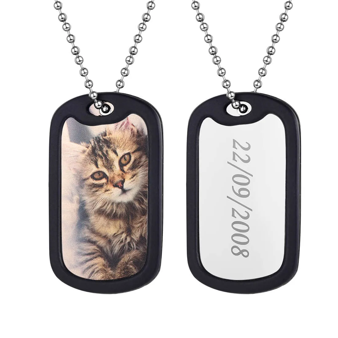 U7 Jewelry Personalized Photo Pendant Necklace With Text Dog tag Keychain