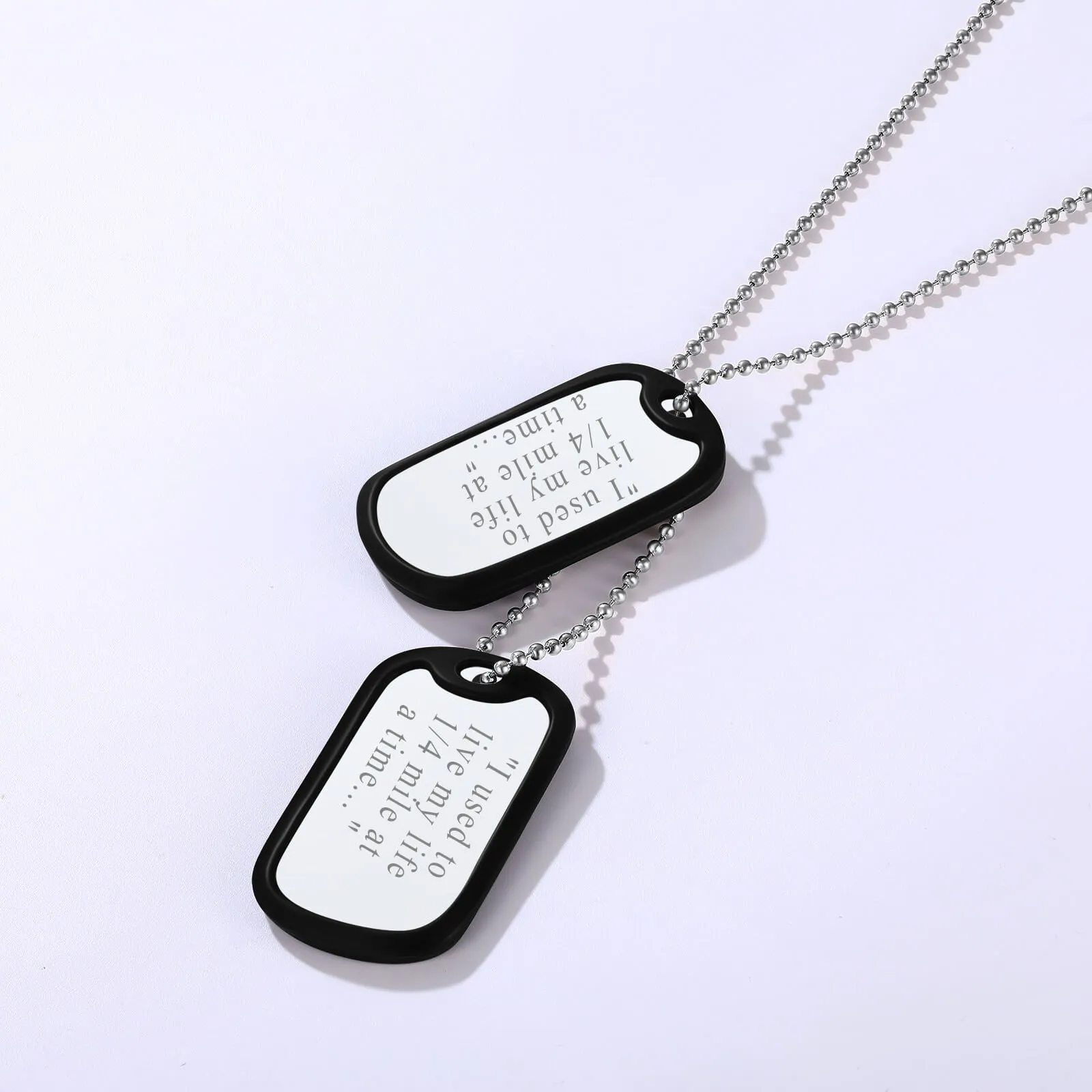 U7 Jewelry Stainless Steel Dog Tag Pendant Necklace Engraving Text And Picture