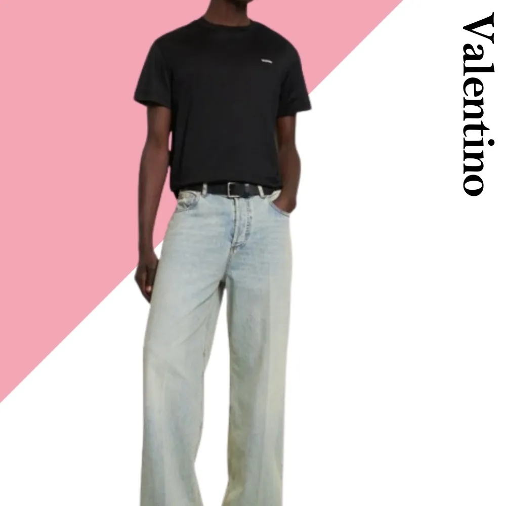 VALENTINO  |Plain Cotton Short Sleeves Bridal Logo Luxury Outlet