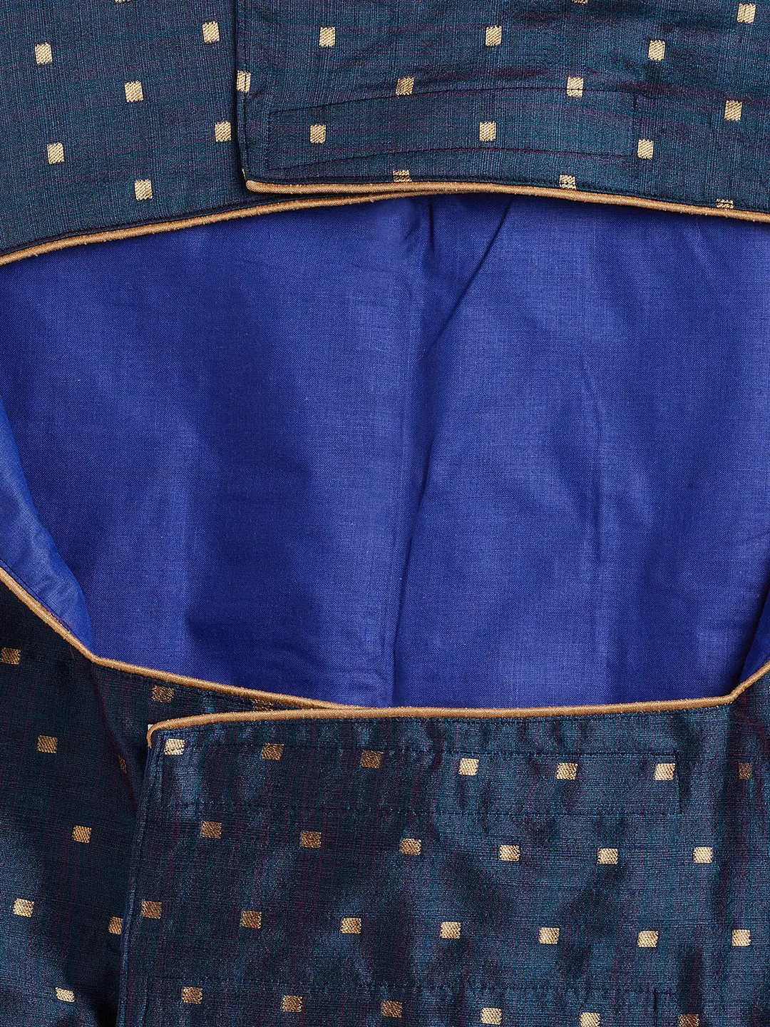 VASTRAMAY Dogs' Blue And Gold Silk Blend Ethnic Jacket