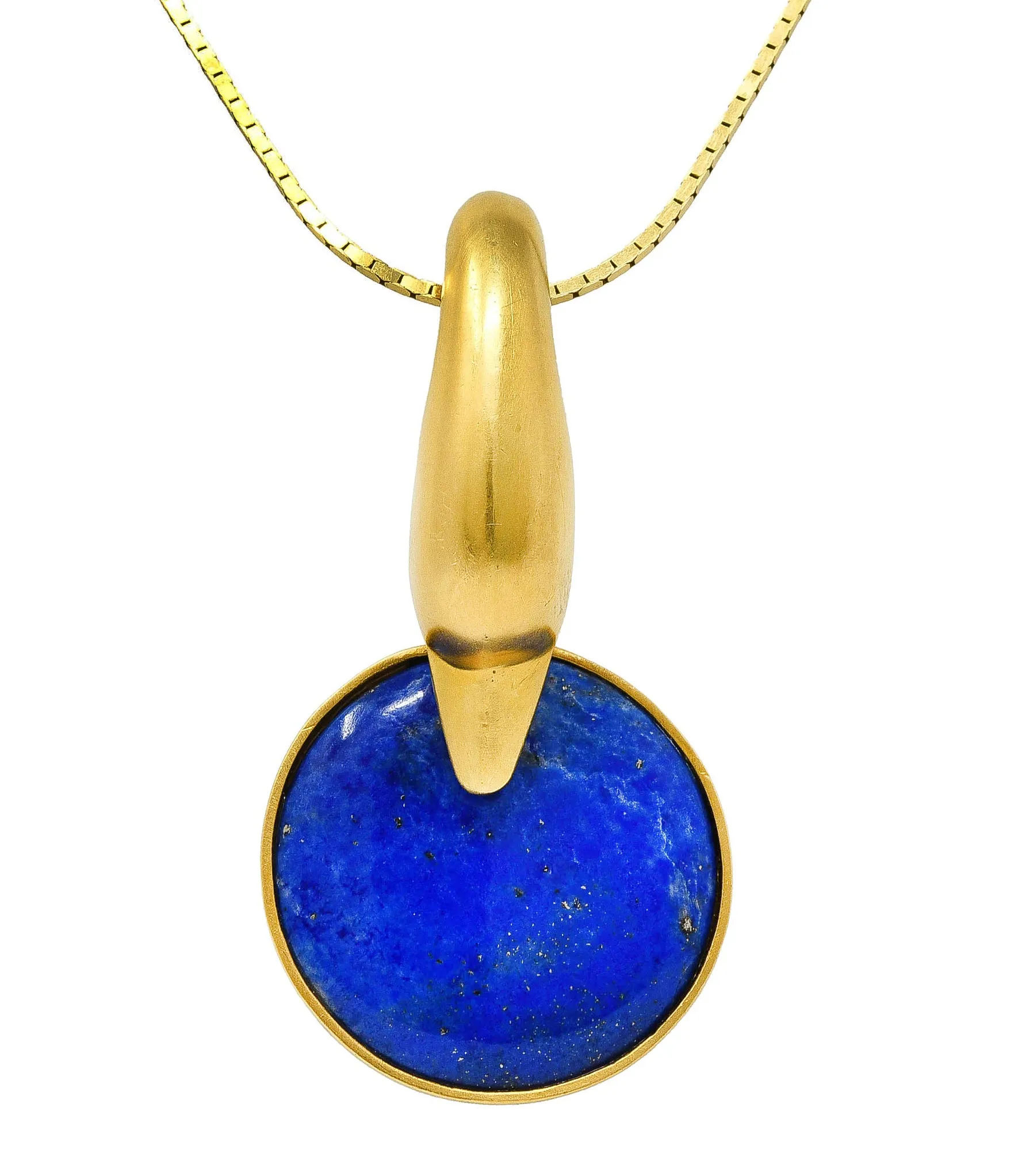 Vintage Lalaounis Lapis Lazuli 18 Karat Gold Greek Swan Bird Pendant Necklace