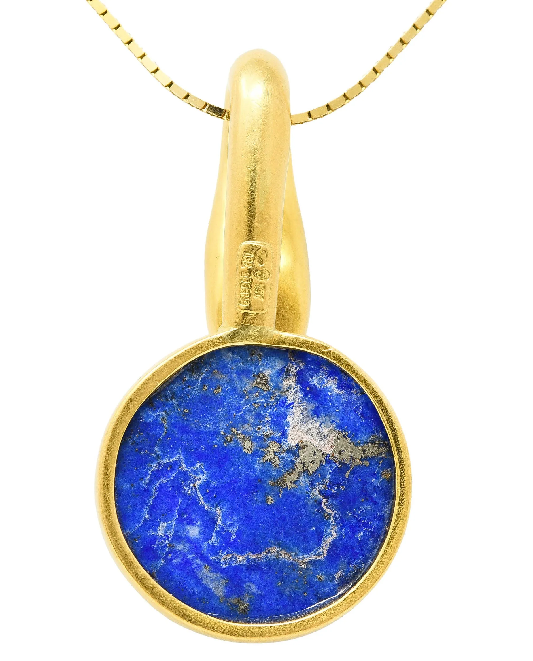 Vintage Lalaounis Lapis Lazuli 18 Karat Gold Greek Swan Bird Pendant Necklace