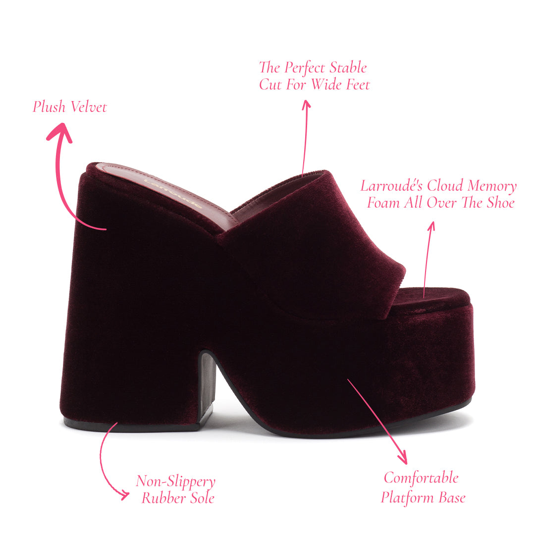 Wanda Platform Mule In Merlot Velvet