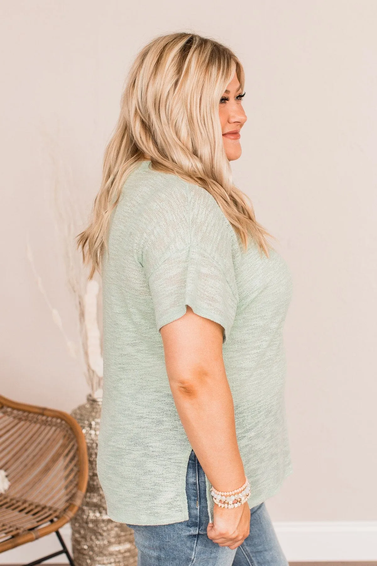 Wanting A Fresh Start Button Top- Sage