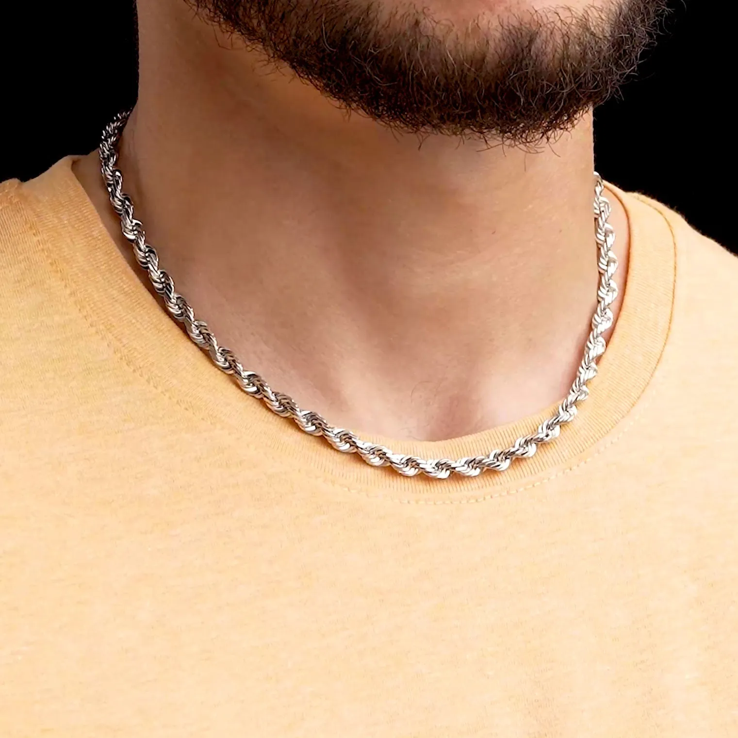 White Solid Gold Rope Chain 10k - 14k