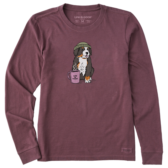 Women's Bernese Puppy with Mug Long Sleeve Crusher Tee