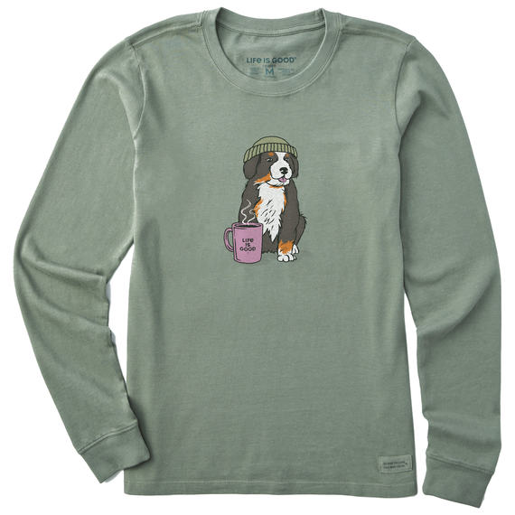 Women's Bernese Puppy with Mug Long Sleeve Crusher Tee