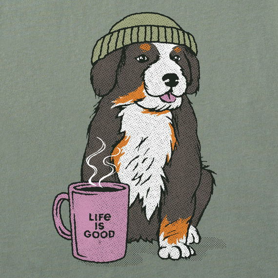 Women's Bernese Puppy with Mug Long Sleeve Crusher Tee