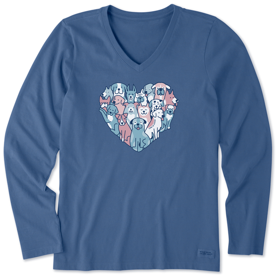 Women's Heart of Dogs Long Sleeve Crusher Vee