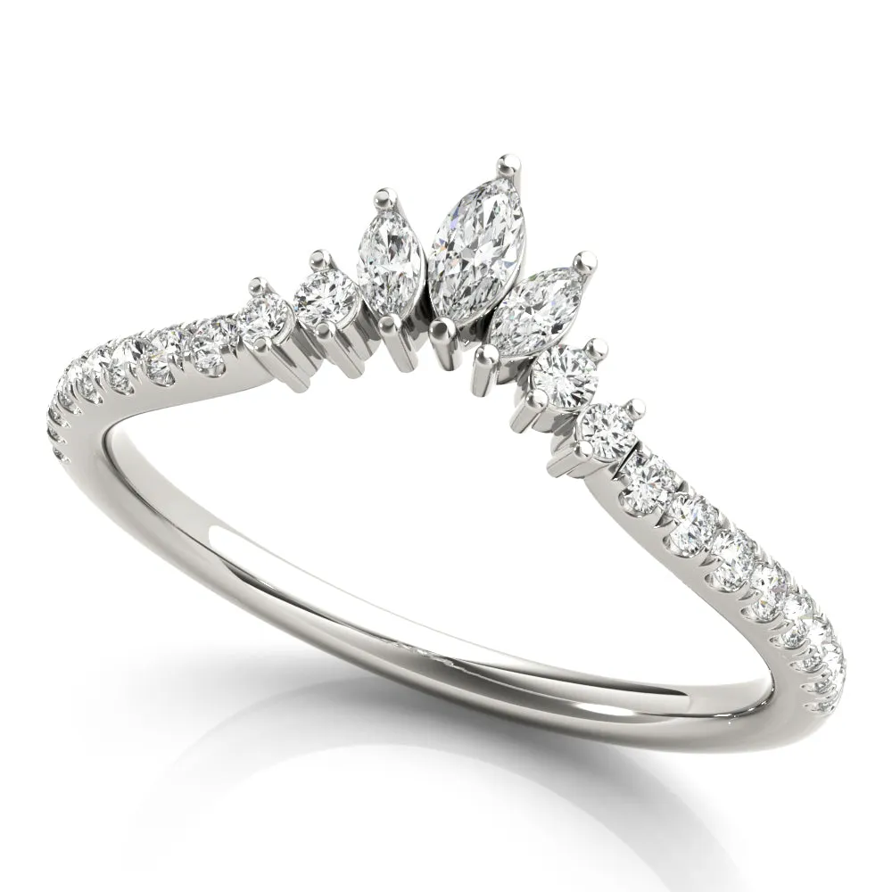 Women's 0.32 CTW Graduated Marquise & Round Lab Diamond Chevron Wedding Ring