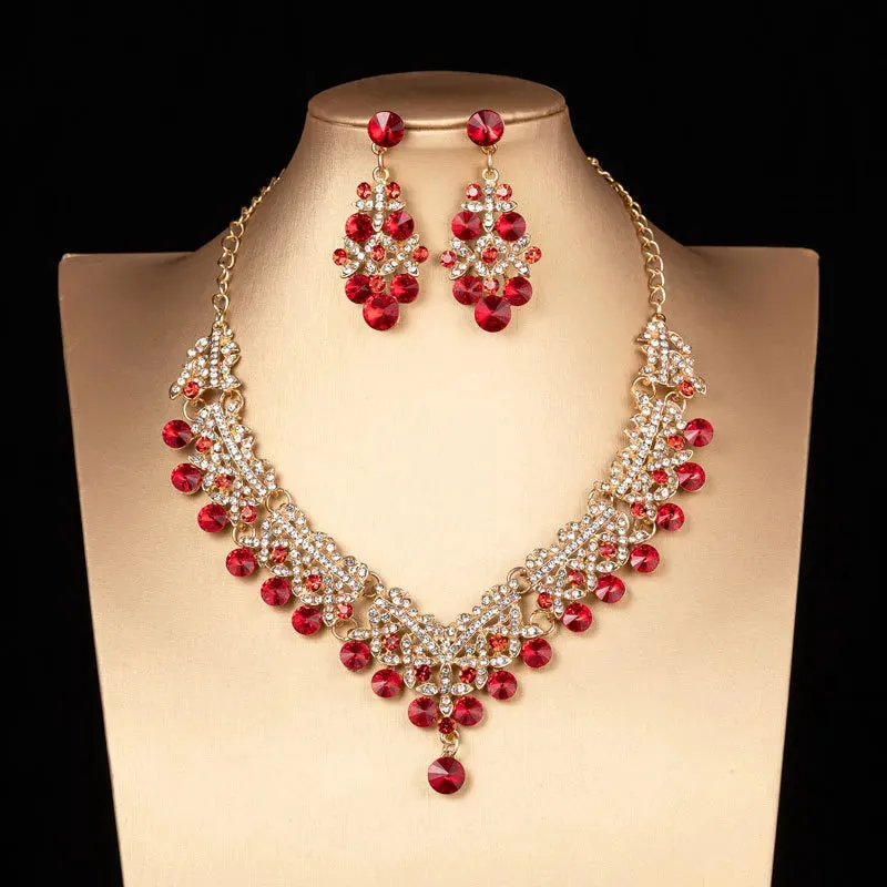 Women's Luxury  Bridal Necklace Earrings Wedding Jewelry Set