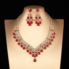 Women's Luxury  Bridal Necklace Earrings Wedding Jewelry Set