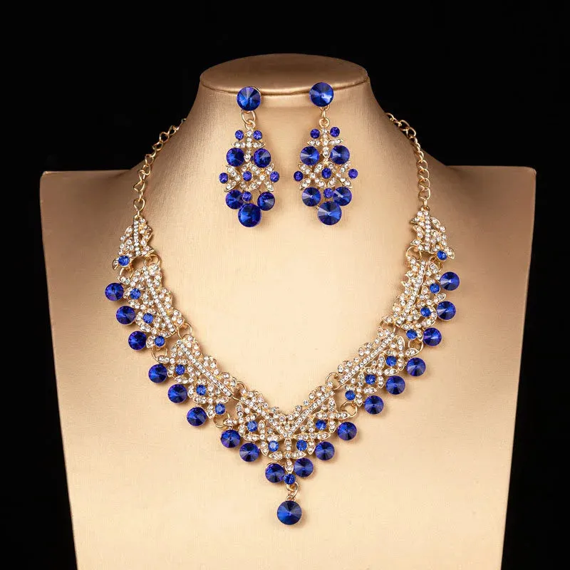 Women's Luxury  Bridal Necklace Earrings Wedding Jewelry Set