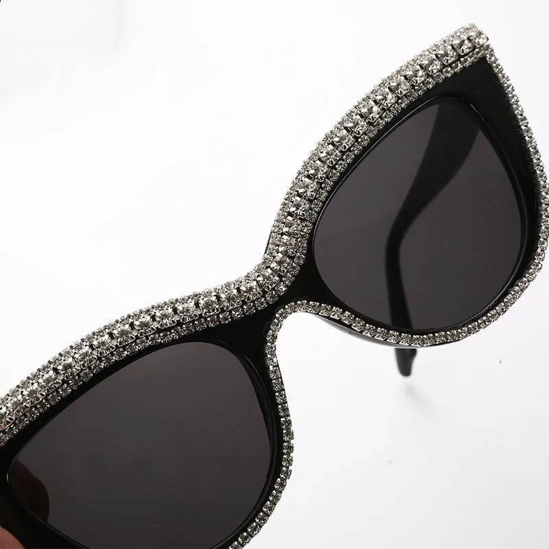 Women's Luxury Diamond Bling Shades Oculos Cat Eye Sunglasses