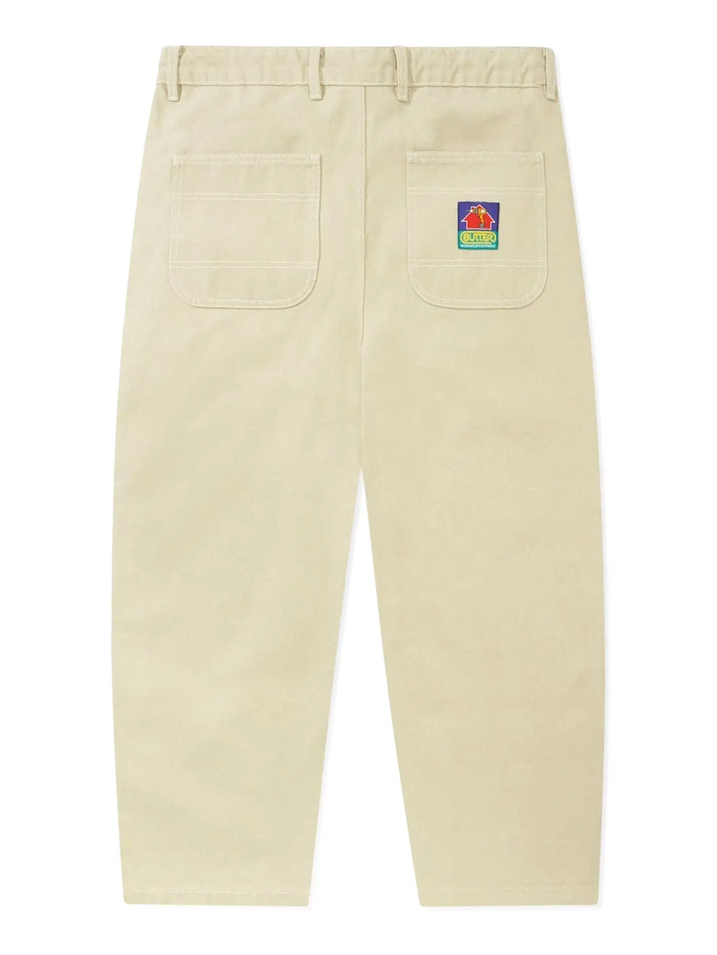 Work Double Knee Washed Khaki Pants