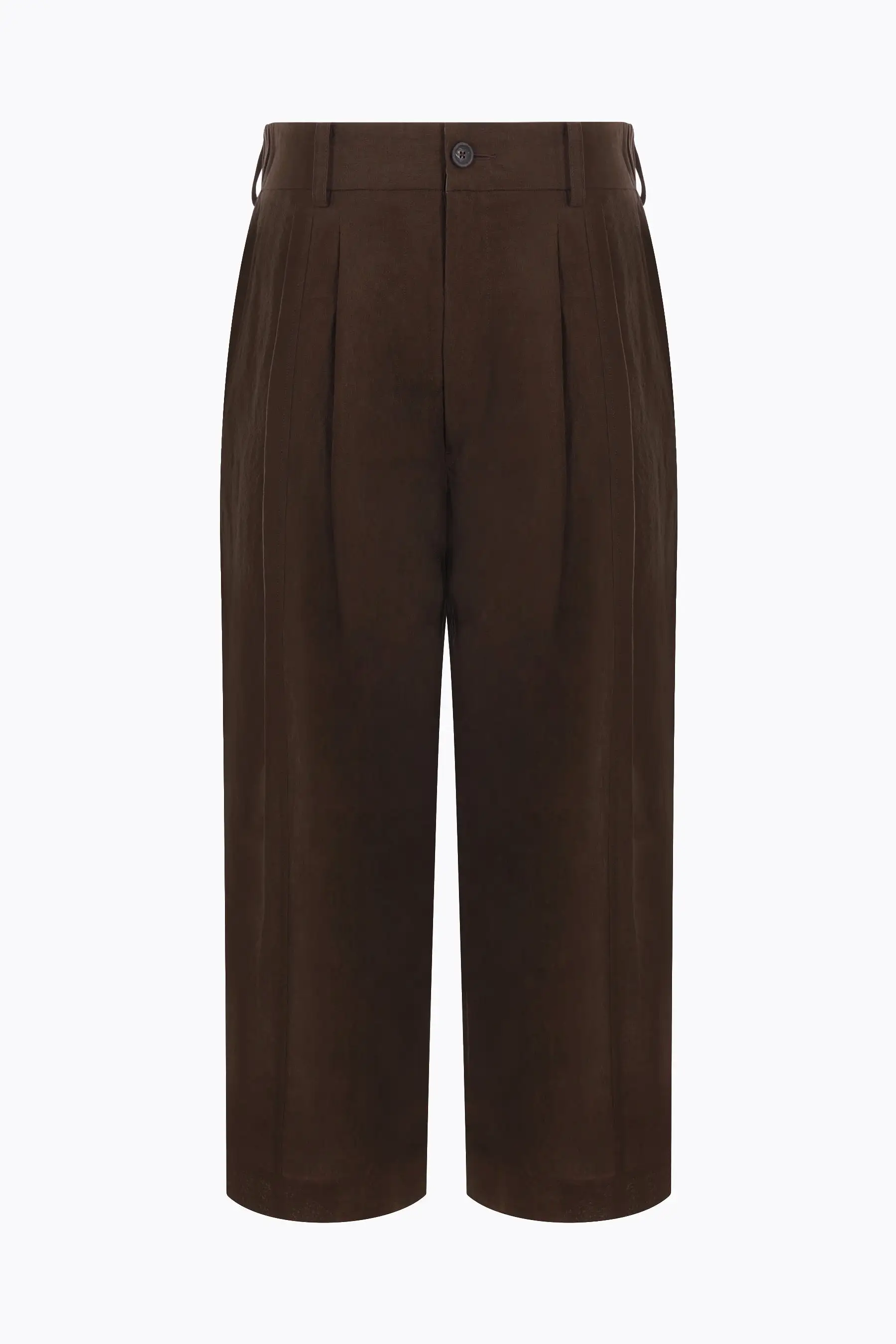 wrinkled linen cropped pants