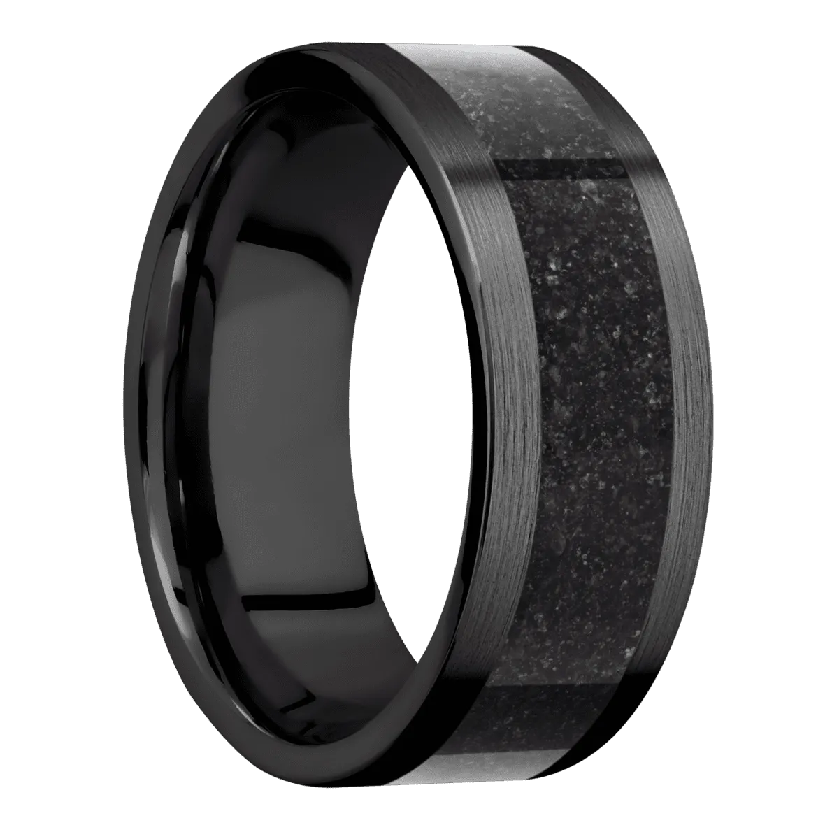 Zirconium with Satin Finish and Dinosaur Bone Black Inlay