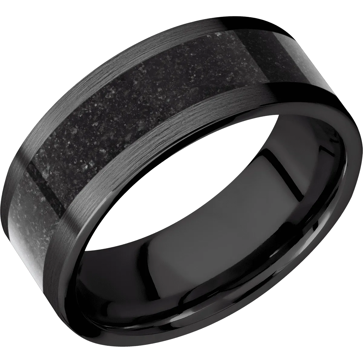 Zirconium with Satin Finish and Dinosaur Bone Black Inlay