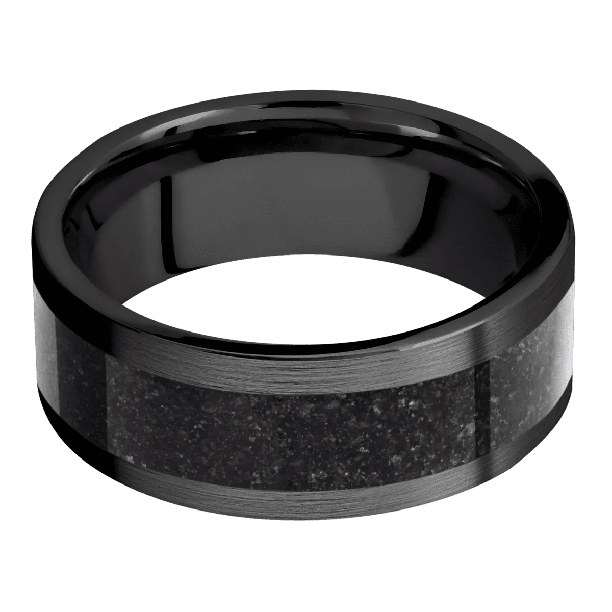 Zirconium with Satin Finish and Dinosaur Bone Black Inlay